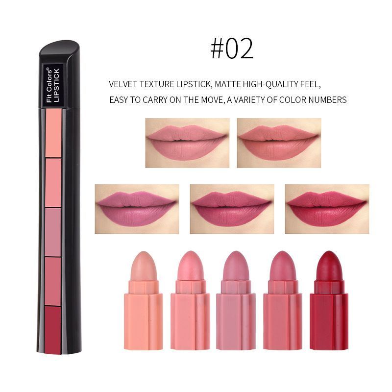 Medan Termurah (Packaging 5 warna) by Fit Colors Matte Lipstick 5in1  Creative lipstick