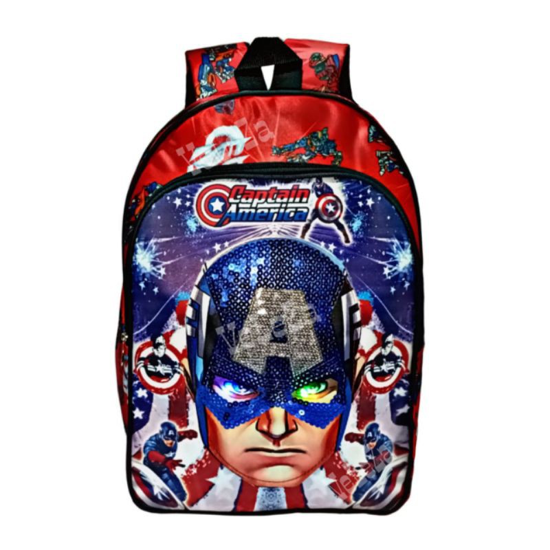 Tas Ransel Anak Sekolah PAUD TK Tas Ransel Anak Captain America led mata nyala