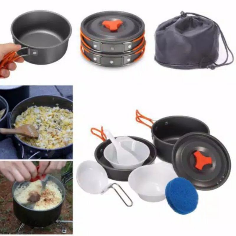 [Bisa COD] Cooking Set DS200 Nesting 1-2 Person Camping Outdor