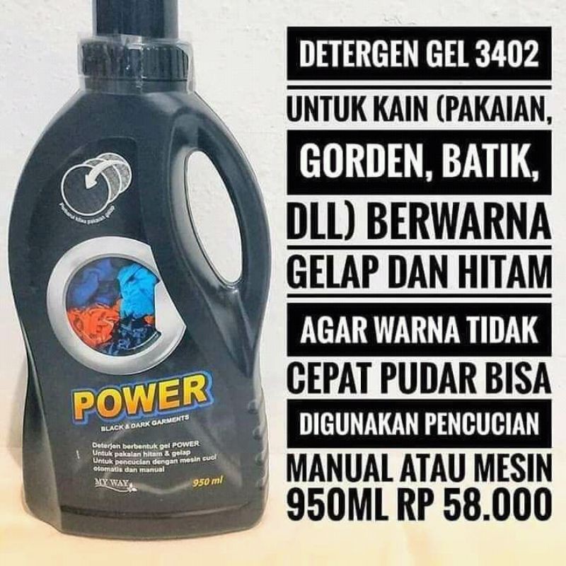 My Way Power Black & Dark Garment Deterjen Cair Mesin cuci Pakaian Gelap 950ml
