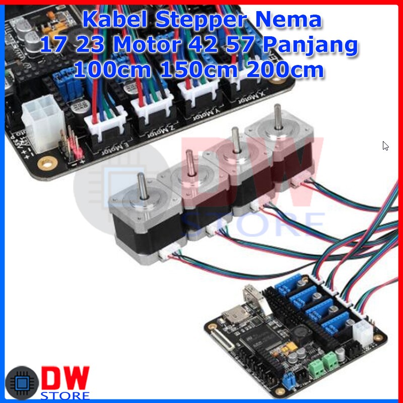 Kabel Stepper NEMA 17 23 Motor 42 57 Berbagai Ukuran Panjang