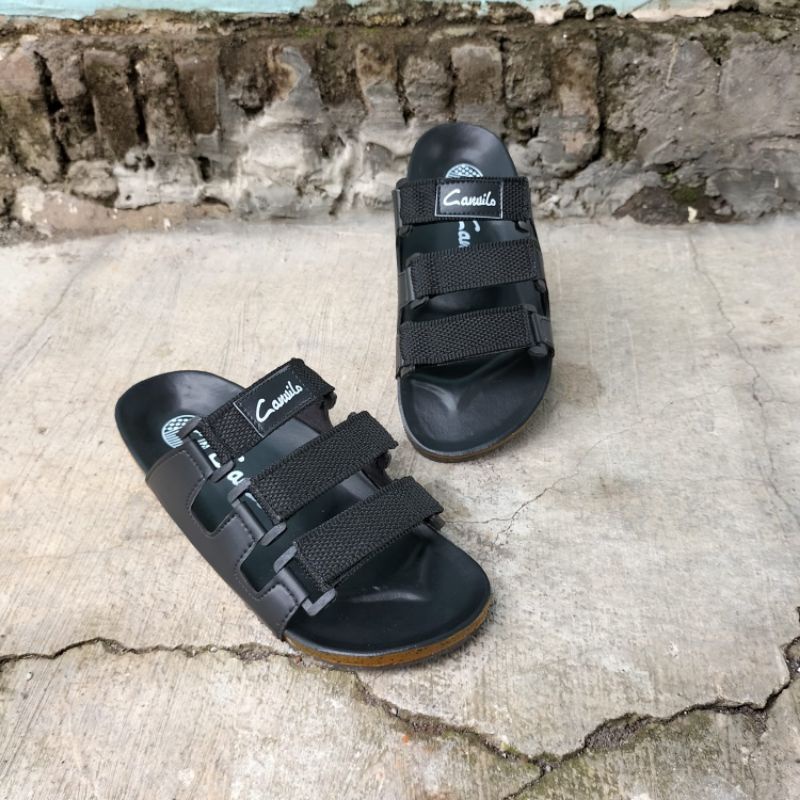 sandal canvil puyuh ban 3 sandal santai pria hitam