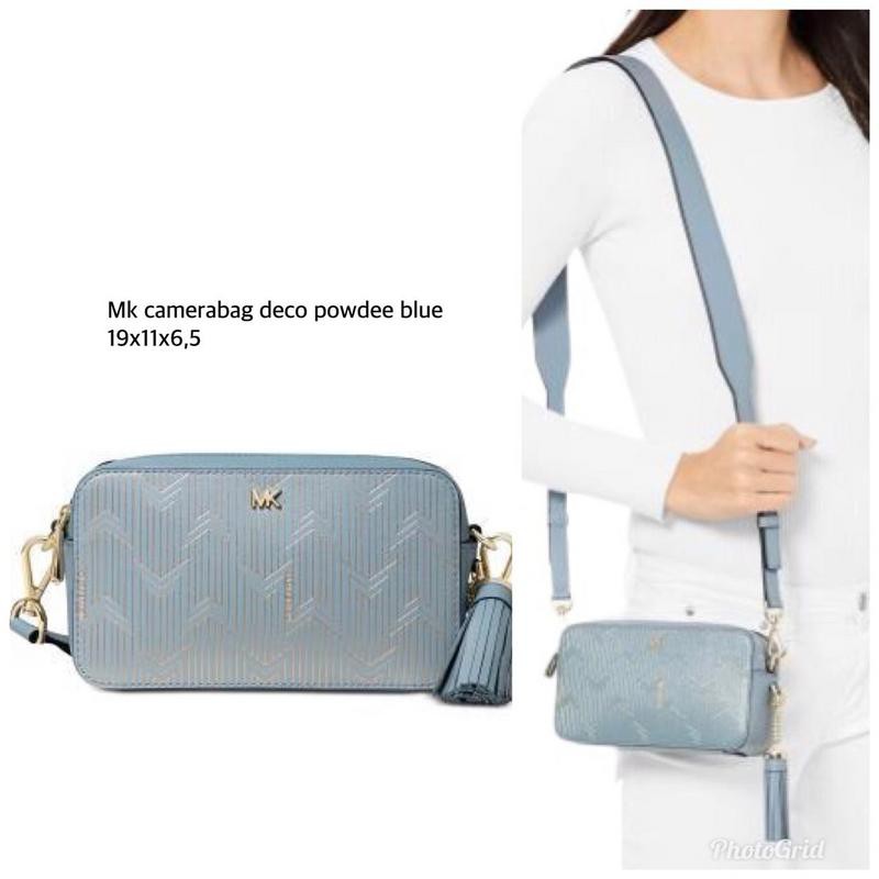 tas michael kors camera bag deco printed powder blue