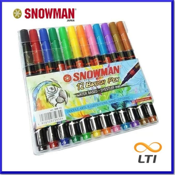 

(BISA COD) Snowman Brush Pen Isi 12 Warna Brushpen MURAH BM - 12 STOK TERBATAS Kode 1397