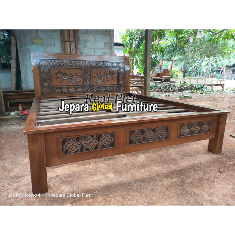 Dipan tempat tidur minimalis jati ranting mawar ( dipan dewasa jati,dipan anak jati,dipan ukir )