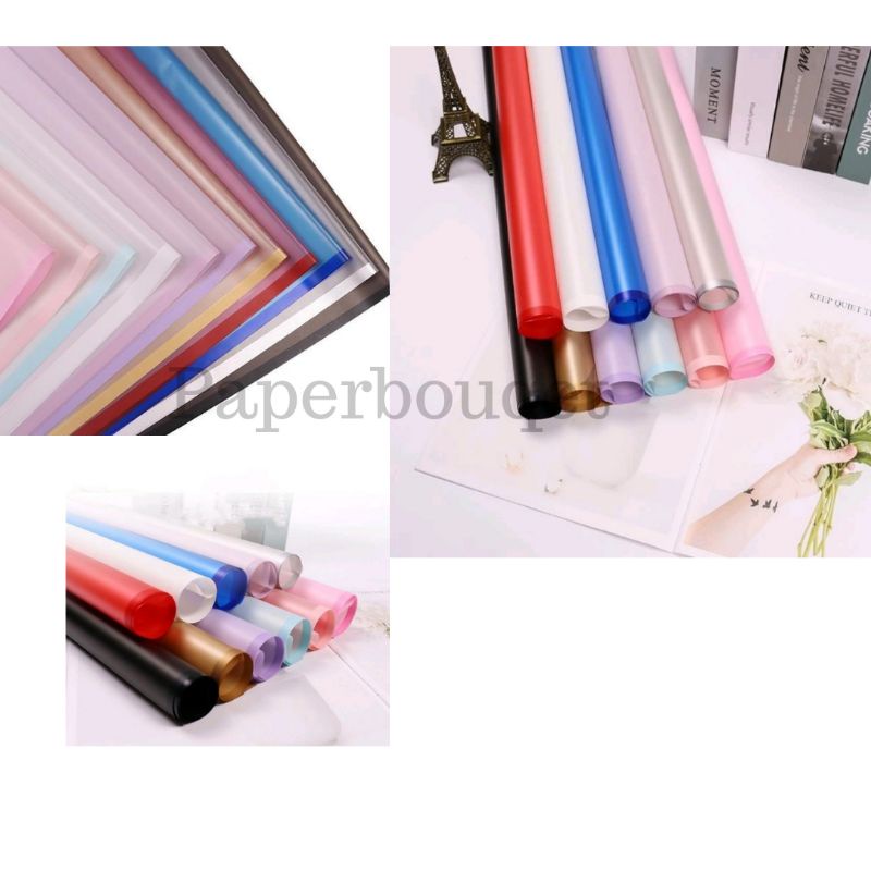 

20 lembar CELLO TRANSPARAN//KERTAS BUKET Cellophane line color kertas bunga