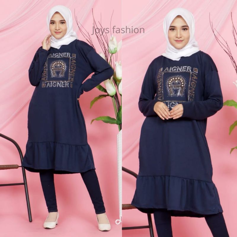 JF Atasan Tunik Kaos Babyterry Jumbo Tunik Wanita Mote Rampel Muslimah Terbaru ENER