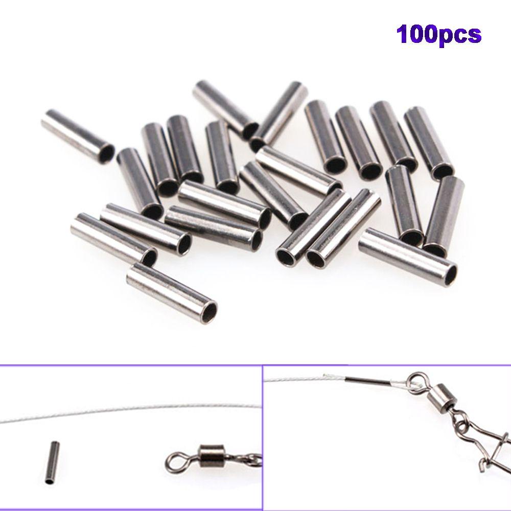 Quinton Pipa Kawat Pancing 100pcs Konektor Lengan Crimp Bahan Alloy Stainless Steel