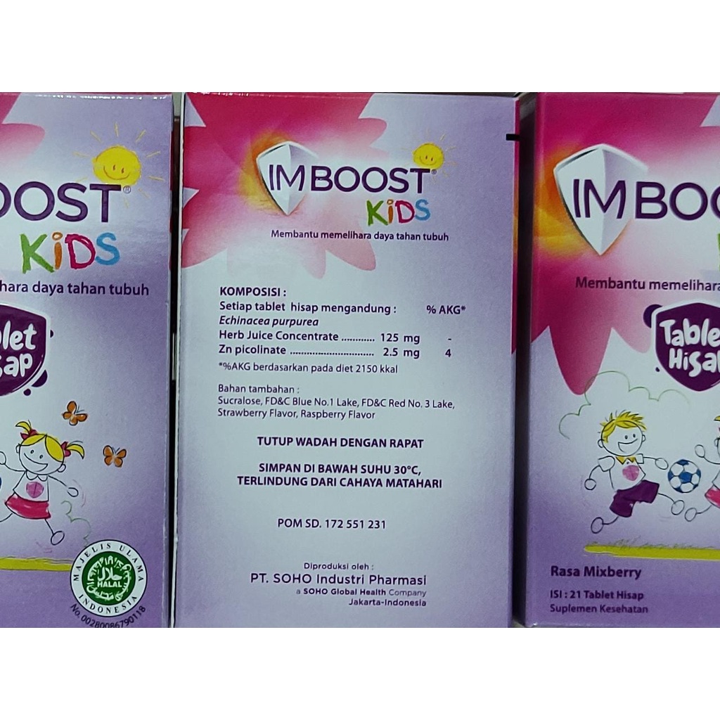 Imboost Kids 21 Tablet Isap / Rasa Mixberry / Imun / Pemulihan Sakit / Echinacea Purpurea / Zinc