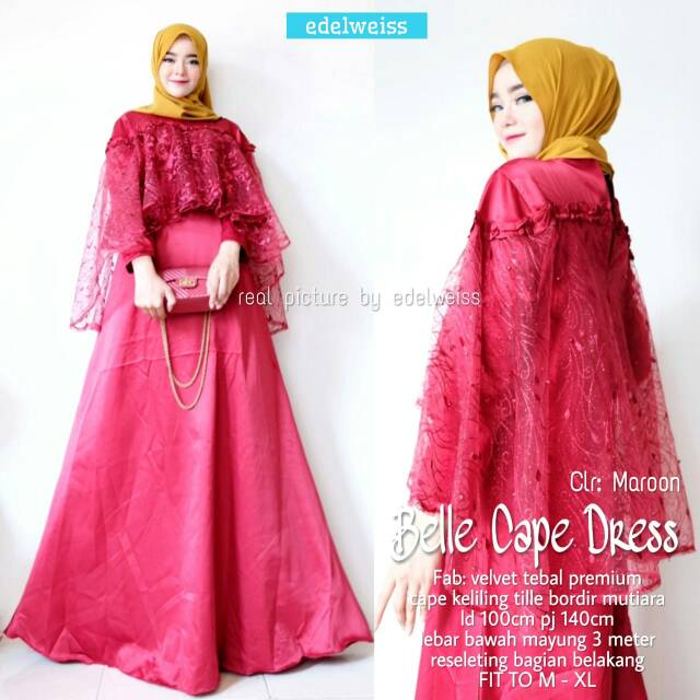 belle cape dress by edelweis | gamis pesta