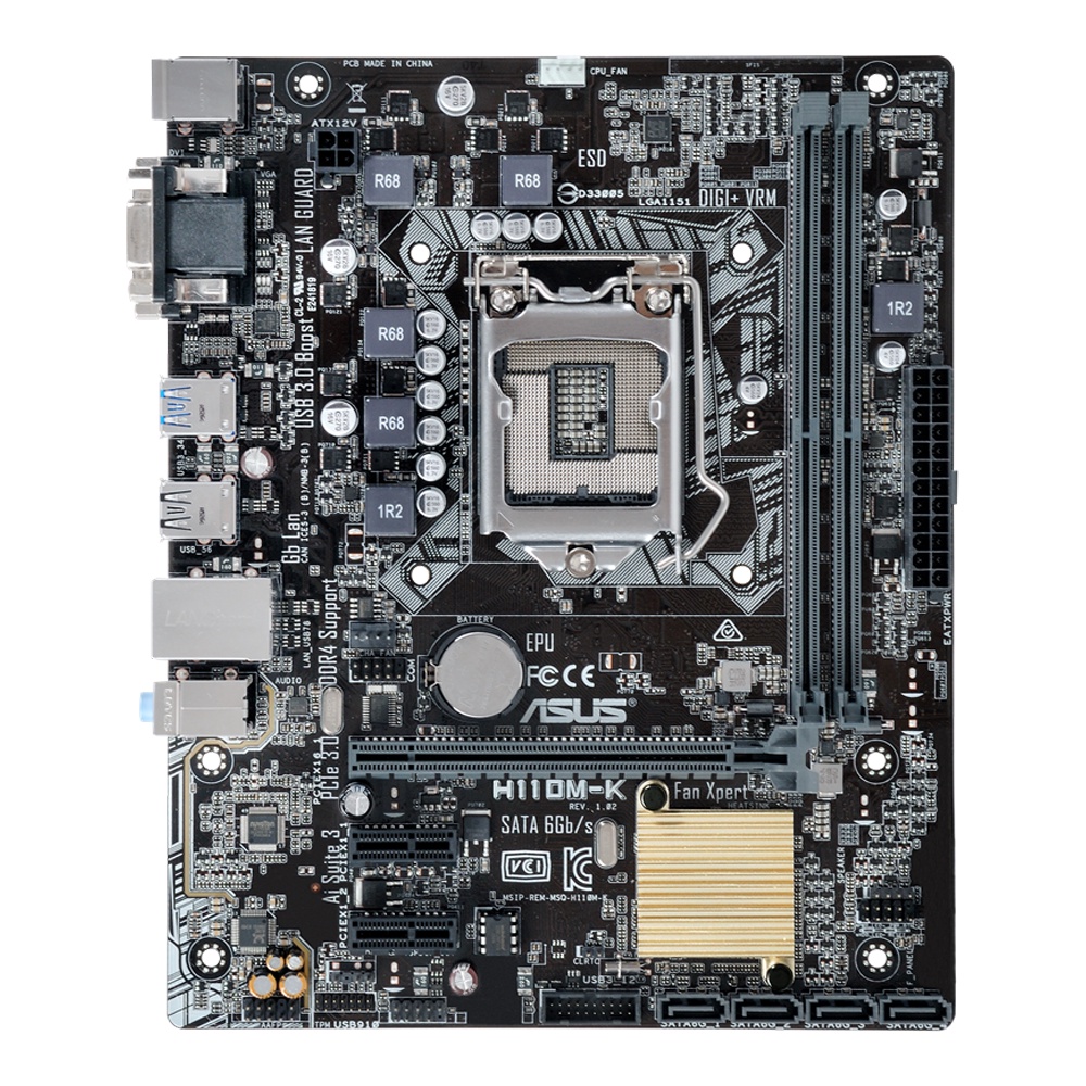 Motherboard Asus H110M-K (Intel LGA 1151, DDR4, H110, mATX) Mainboard Prime