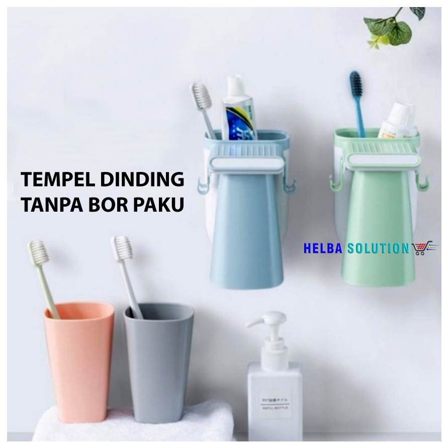 Tempat Sikat Gigi Gelas Kumur Tempel Rak Holder Sikat Gigi MAGNET Tanpa Bor Paku Magnetic Toothbrush Holder