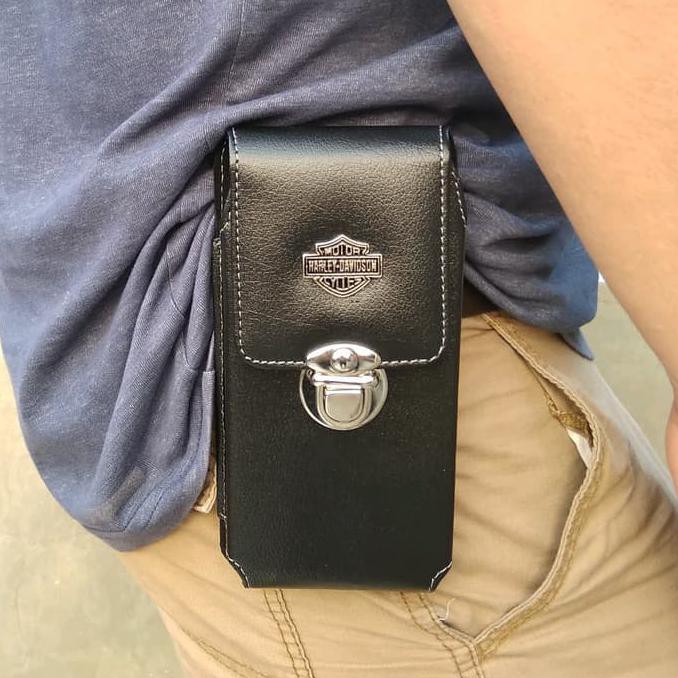 DOMPET HP SAMSUNG / TAS PINGGANG PRIA KULIT SINTETIS ORIGINAL - Hitam