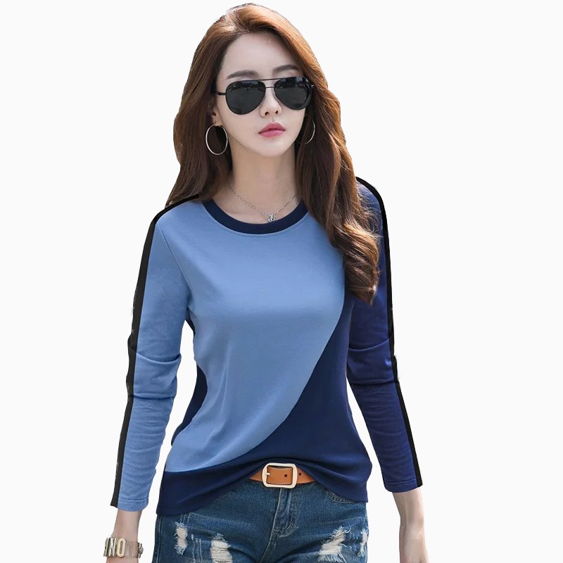 Kaos Tshirt Lengan panjang Wanita Gaya korea kombinasi warna - XSHOP Heera