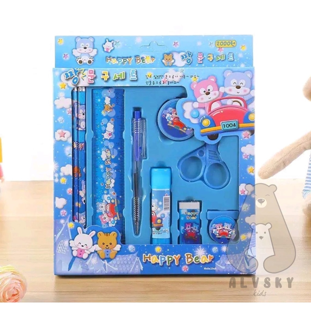 ALAT TULIS PENSIL SET ANAK 10 IN 1 KARAKTER LUCU STATIONERY SOUVENIR / ALAT TULIS SEKOLAH