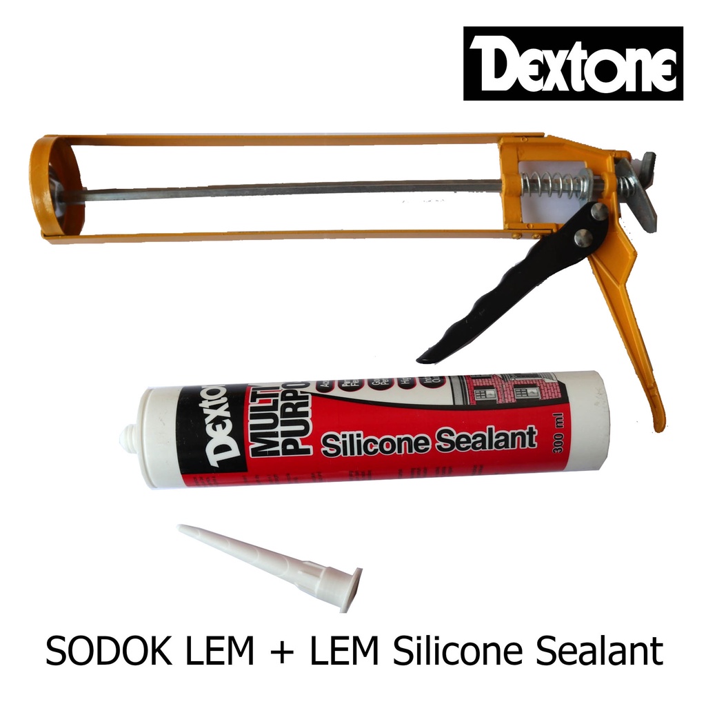 

Lem+Sodokan Dextone Lem Silicone Sealant / Lem Kaca Akuarium Aluminium 300 ML Clear/Bening