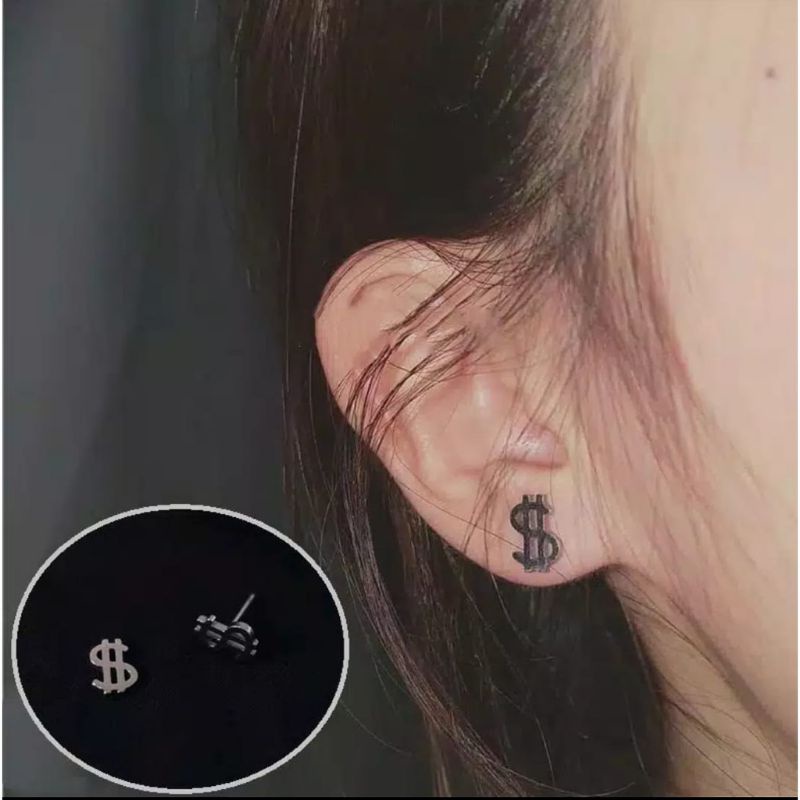 FerenHongXia Anting Stud Hip Hop Dollar untuk wanita / pria l medan l lubuk pakam l galang l deliserdang l serdangbedagai l perbaungan l tembung l binjai l batangkuis