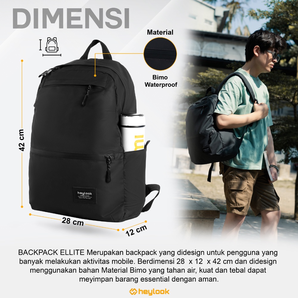 Tas Ransel Punggung Travel Outdoor Waterproof Backpack Gendong Laptop Sekolah Kuliah Kerja Kantor Anti Air 14 L Muat Banyak Premium Tebal