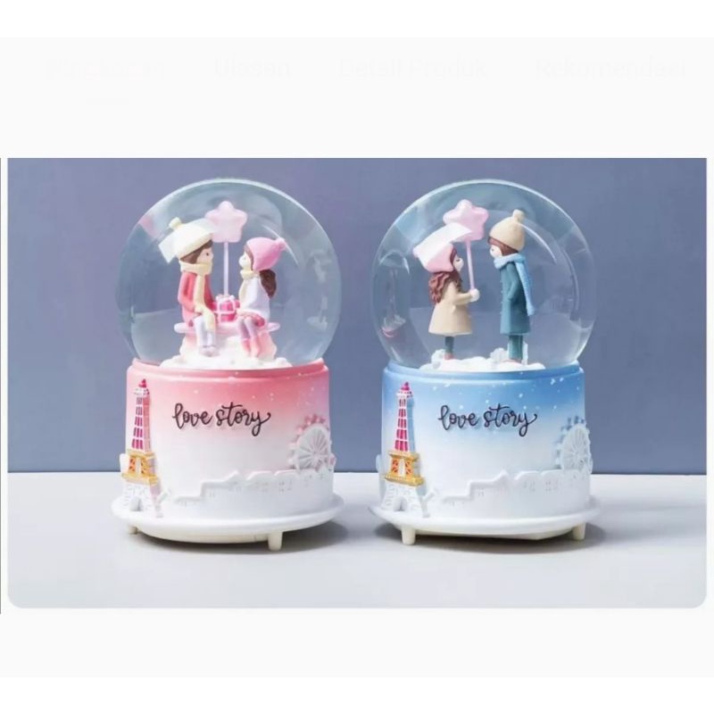 Snowball waterball banyak musik+ lampu warna warni kotak musik musicbox sedang 9