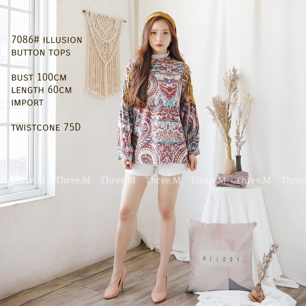 NGJ 3M 7086 BLOUSE ILLUSION TOPS PREMIUM FASHION IMPORT THREE M TM