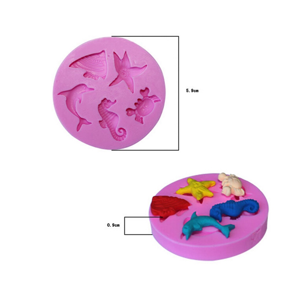 {LUCKID}New Sea Beach Silicone Cake Sugarcraft Mold Fondant Soap Chocolate Moulds 1PC