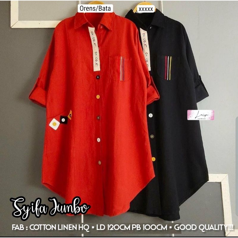 Syifa jumbo katun tunik linen by laiqa