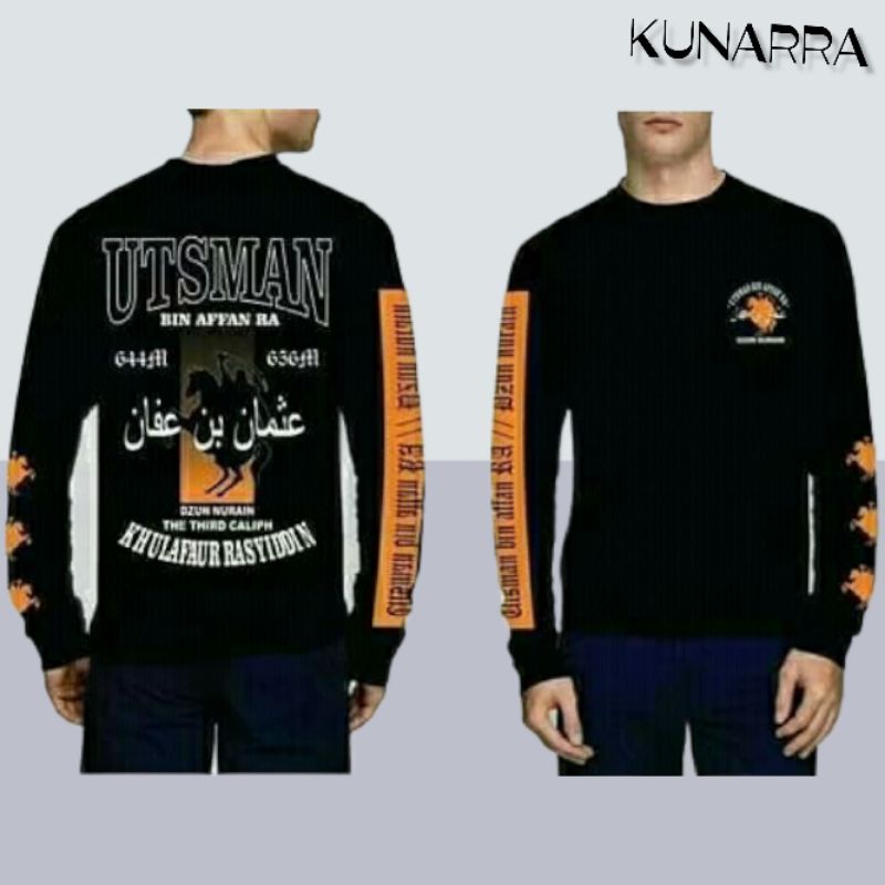 Baju kaos dakwah pria lengan panjang sahabat nabi utsman bin affan murah