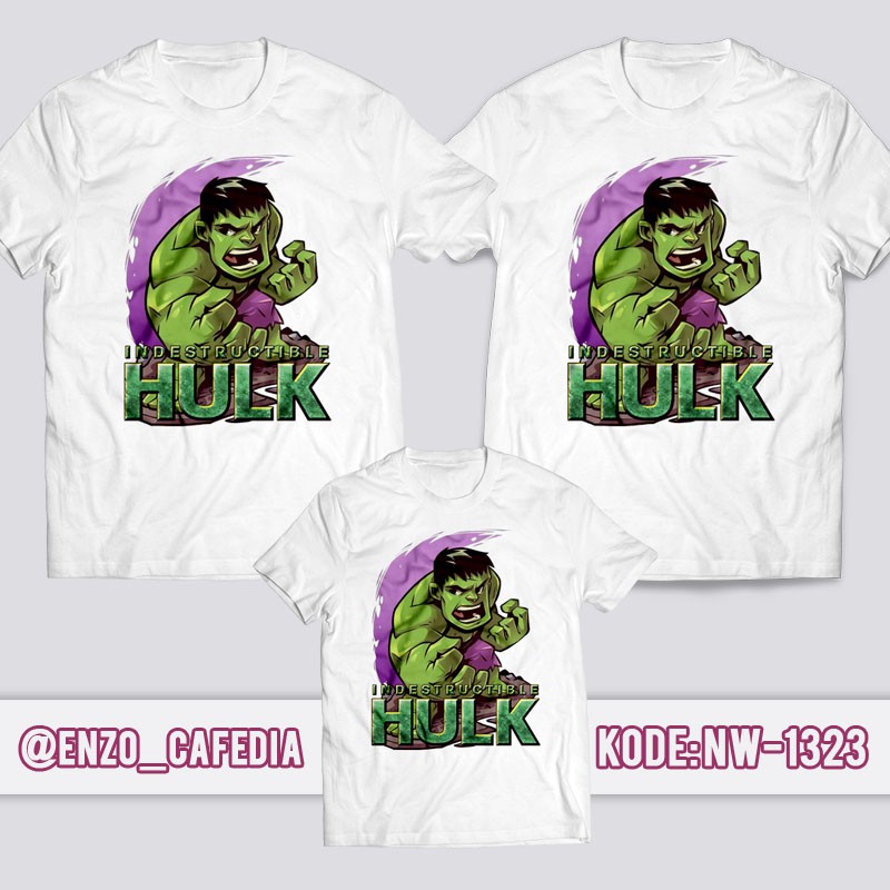 Baju Kaos Couple Keluarga | Kaos Couple Family | Kaos Custom Hulk NW 1323 | Gratis Custom Tulisan
