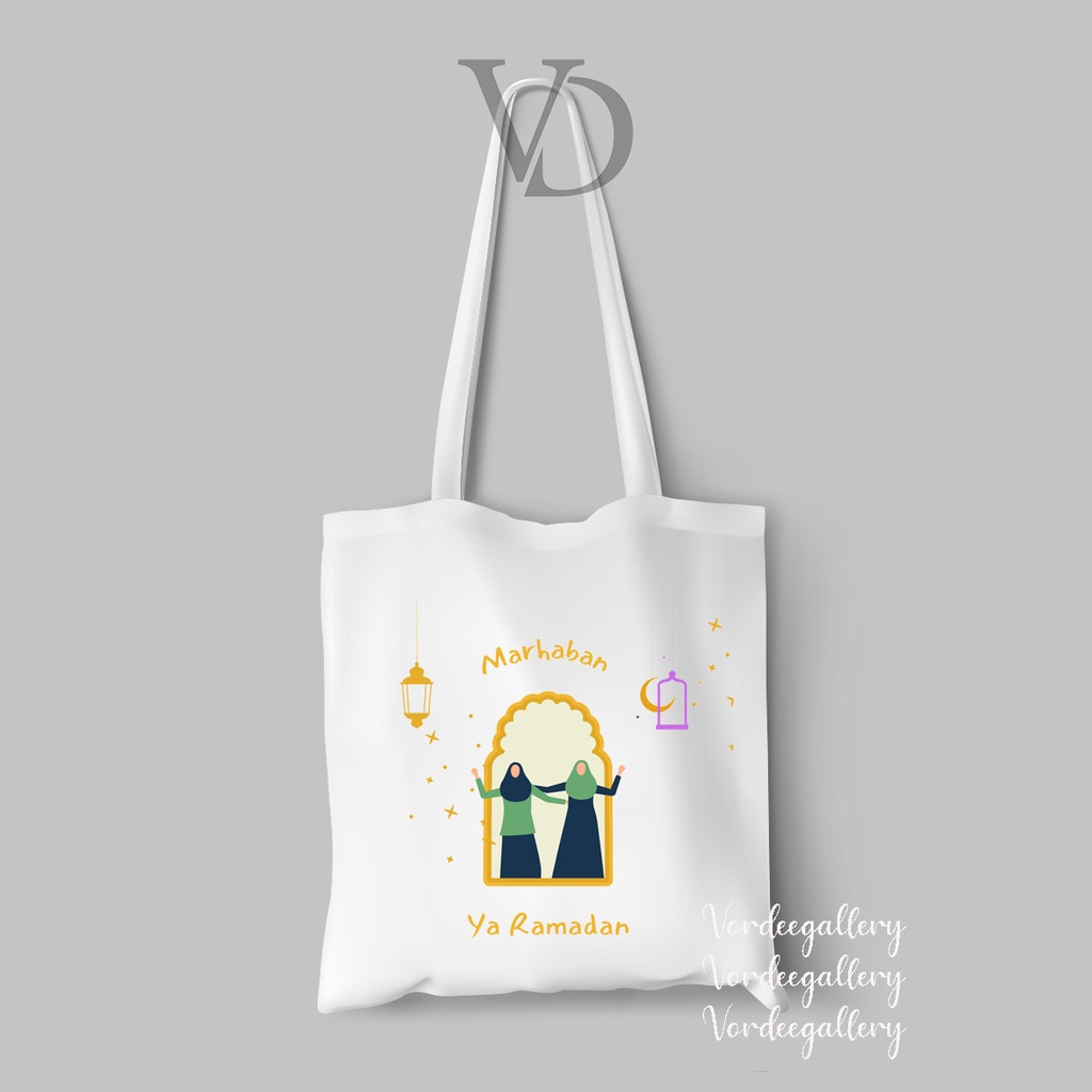 Tote bag Hampers Kanvas Motif Lebaran Eid mubarak versi 2 / tote bag idul fitri eid mubarak ramadan 2022