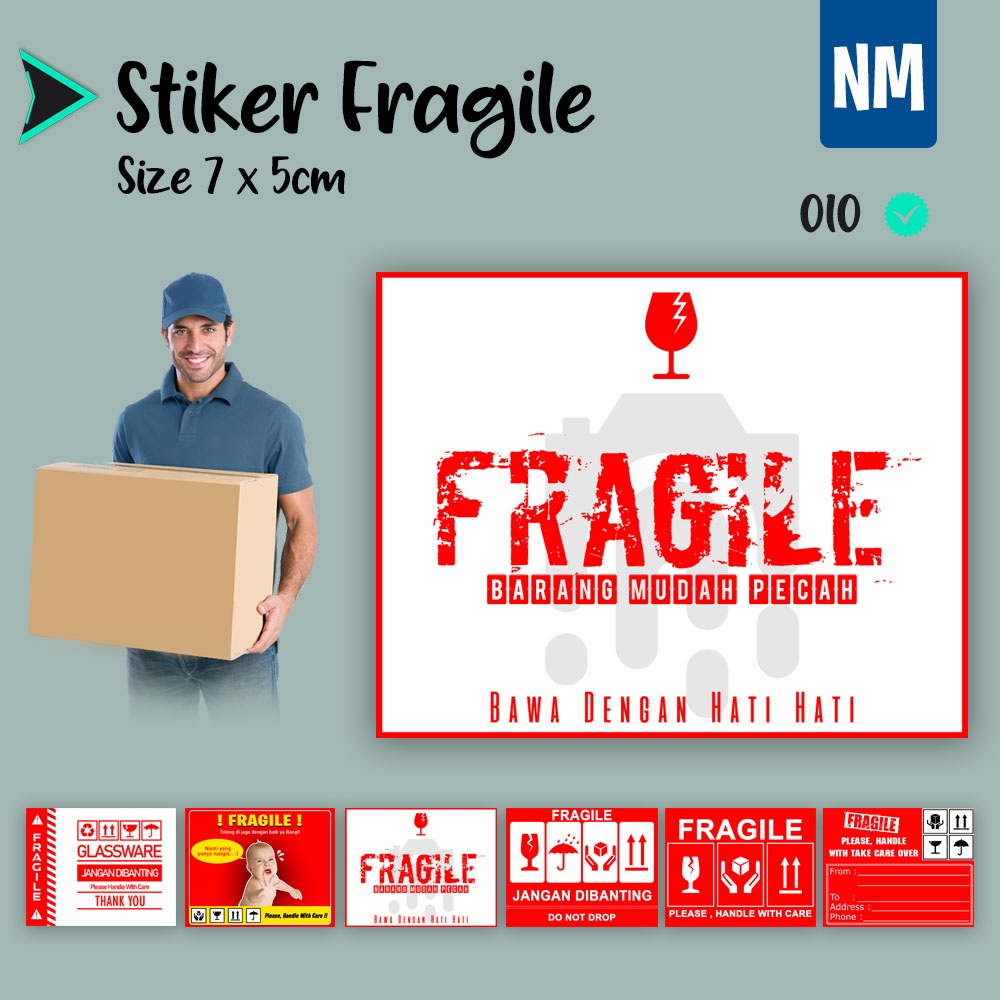 Stiker Fragile Stiker Pecah Belah Stiker Label Pengiriman Sticker Fragile Horizontal-010