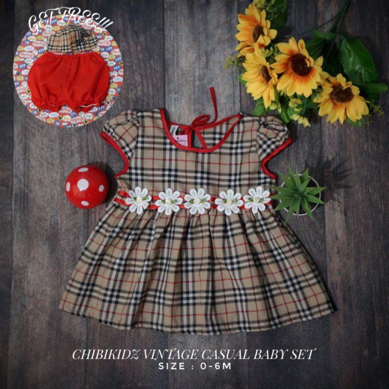 Baju Bayi New Born / Dress Bayi Chibikidz Vintage Casual Baby Set