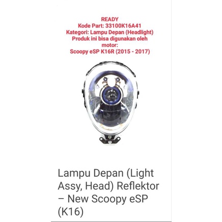 Lampu depan New Scoopy ESP 2015-2017
