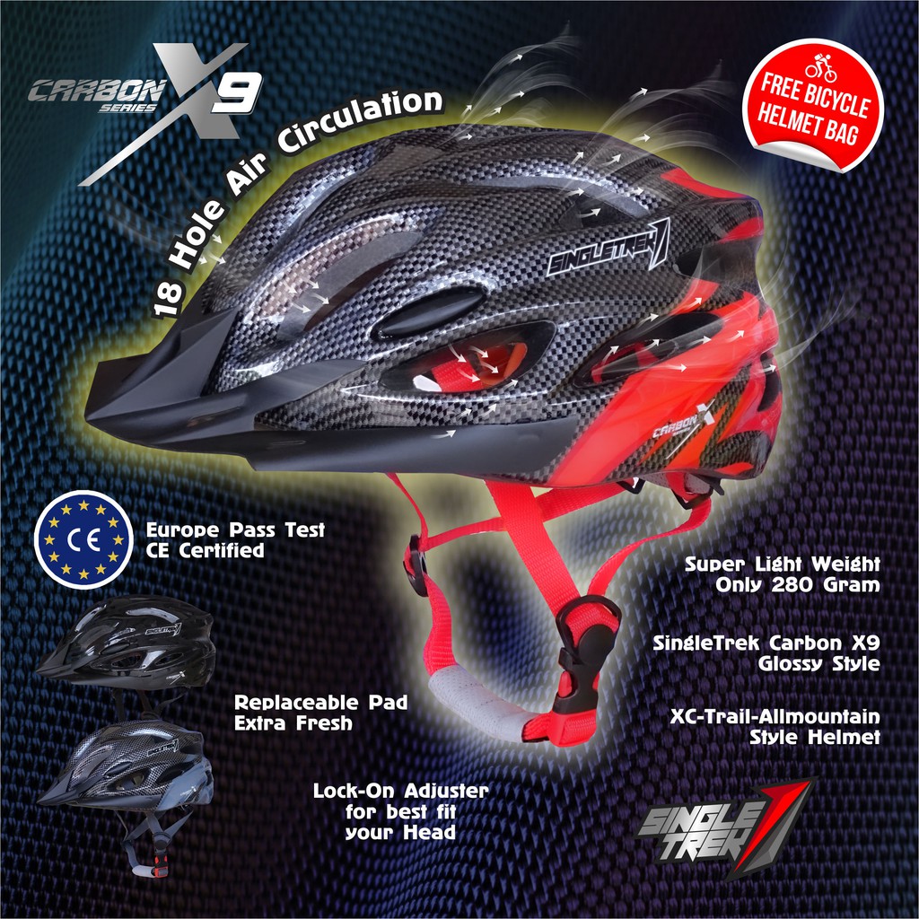 Helm sepeda SINGLETREK1 Carbon X9 Helem Sepeda