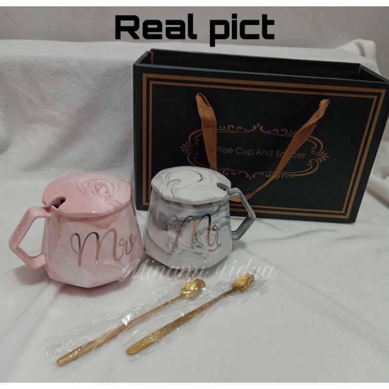 mug gelas couple mr mrs diamond marble hadiah pernikahan