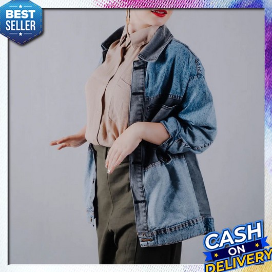 Jaket Levis Jeans Crop Wanita Rawis Rumbai All Size Ld110 Pb 50 Wanita Remaja Cewek Hitam Biru Denim