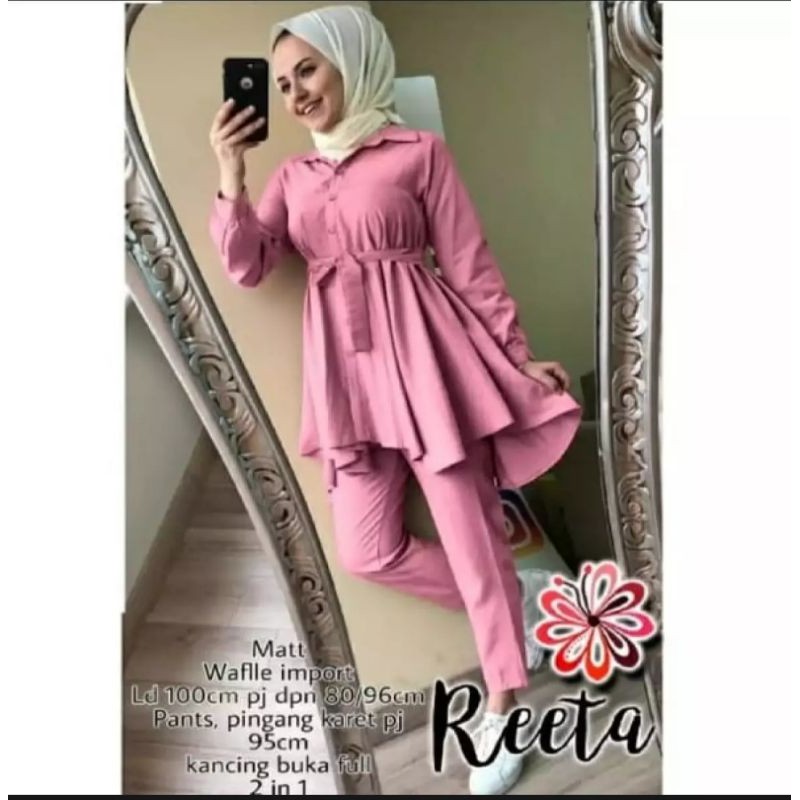 Reeta sett Terbaru / ( Realpict Geser Kiri ) / Baju Setelan / Setelan Termurah / Tunik set / Terbaru