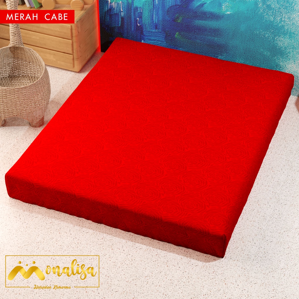 Monalisa Emboss Sarung Kasur Uk 160/180 Tinggi 15/20 - Merah Cabe