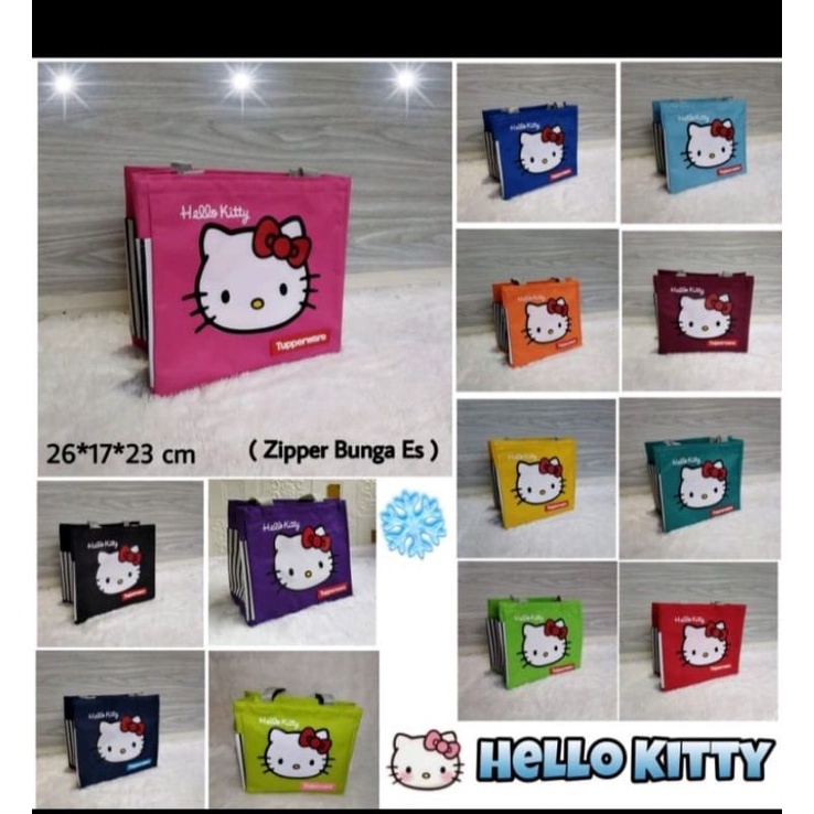 Tas Hello Kitty Tupperware (zipper bunga es)