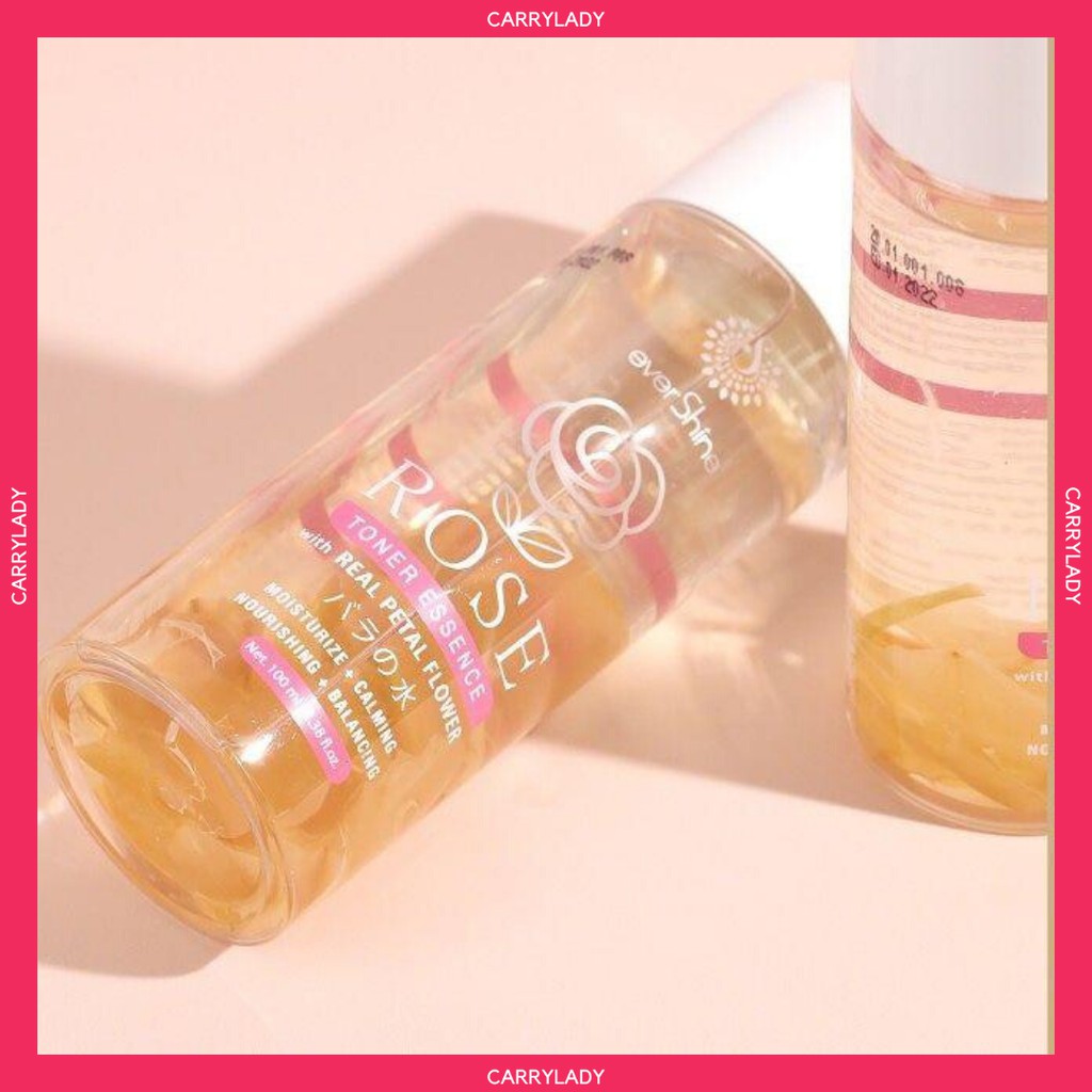 EVERSHINE ROSE TONER ESSENCE WITH REAL PETAL FLOWER - AIR MAWAR ASLI (100% ORIGINAL)