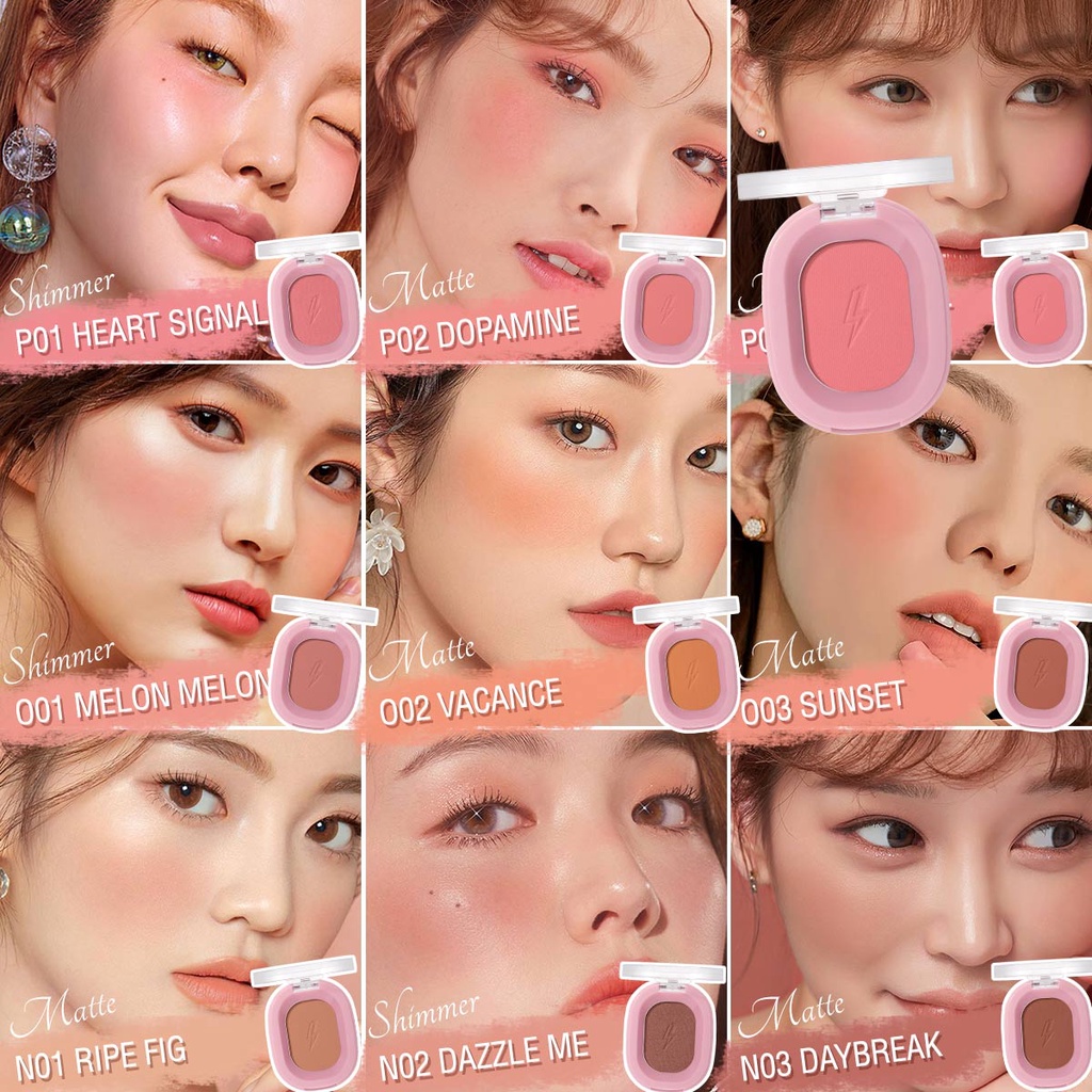 BFM008 Soft Pigment Blush On Matte Shimmer Cheek Makeup Perona Pipi Pink Flash Blushon Pemerah pipi korean makeup