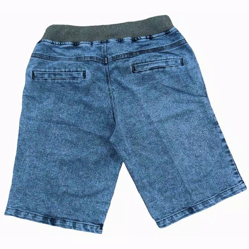 Celana Jeans Pendek Pria Pinggang Karet Biru Tua dan Biru Muda Size 27 Sampai 38