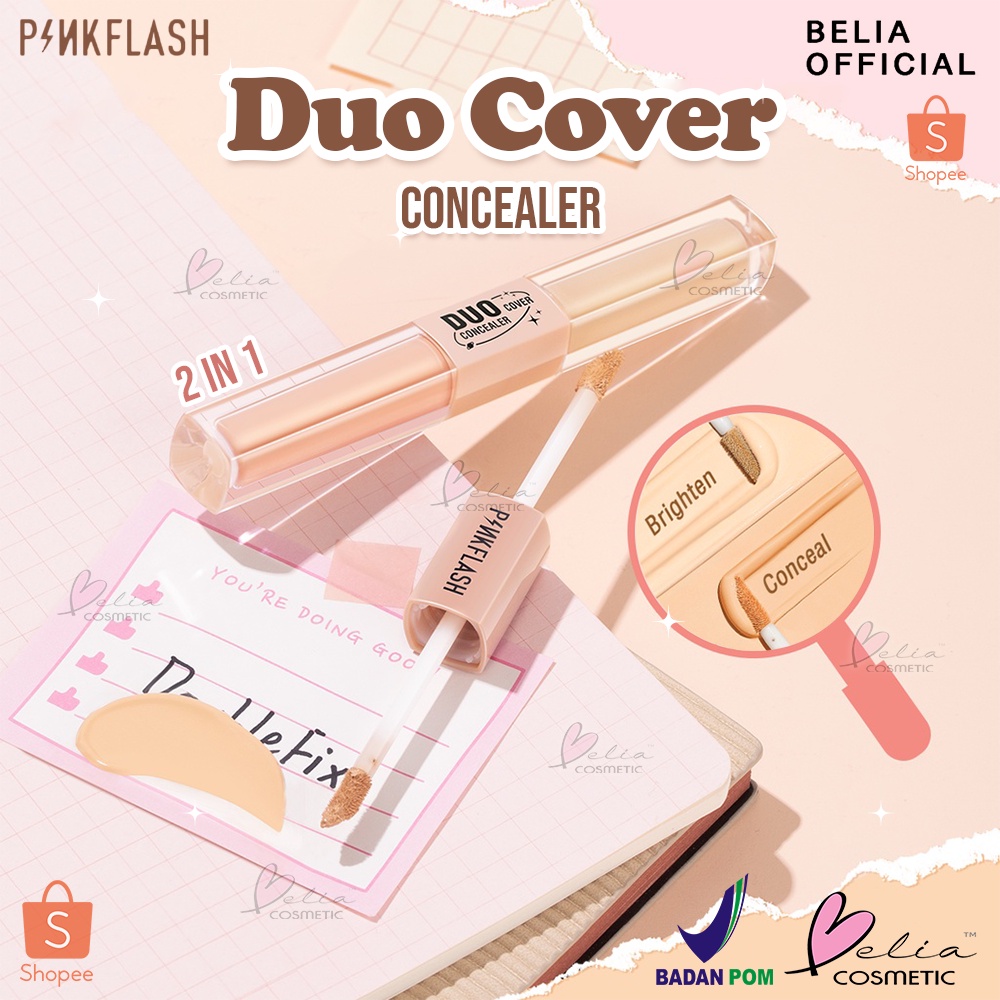 ❤ BELIA ❤ PINKFLASH Duo Cover Concealer PF-F18 | 2 in 1 Concealer | Dual Shade | Coverage | Pink Flash | BPOM