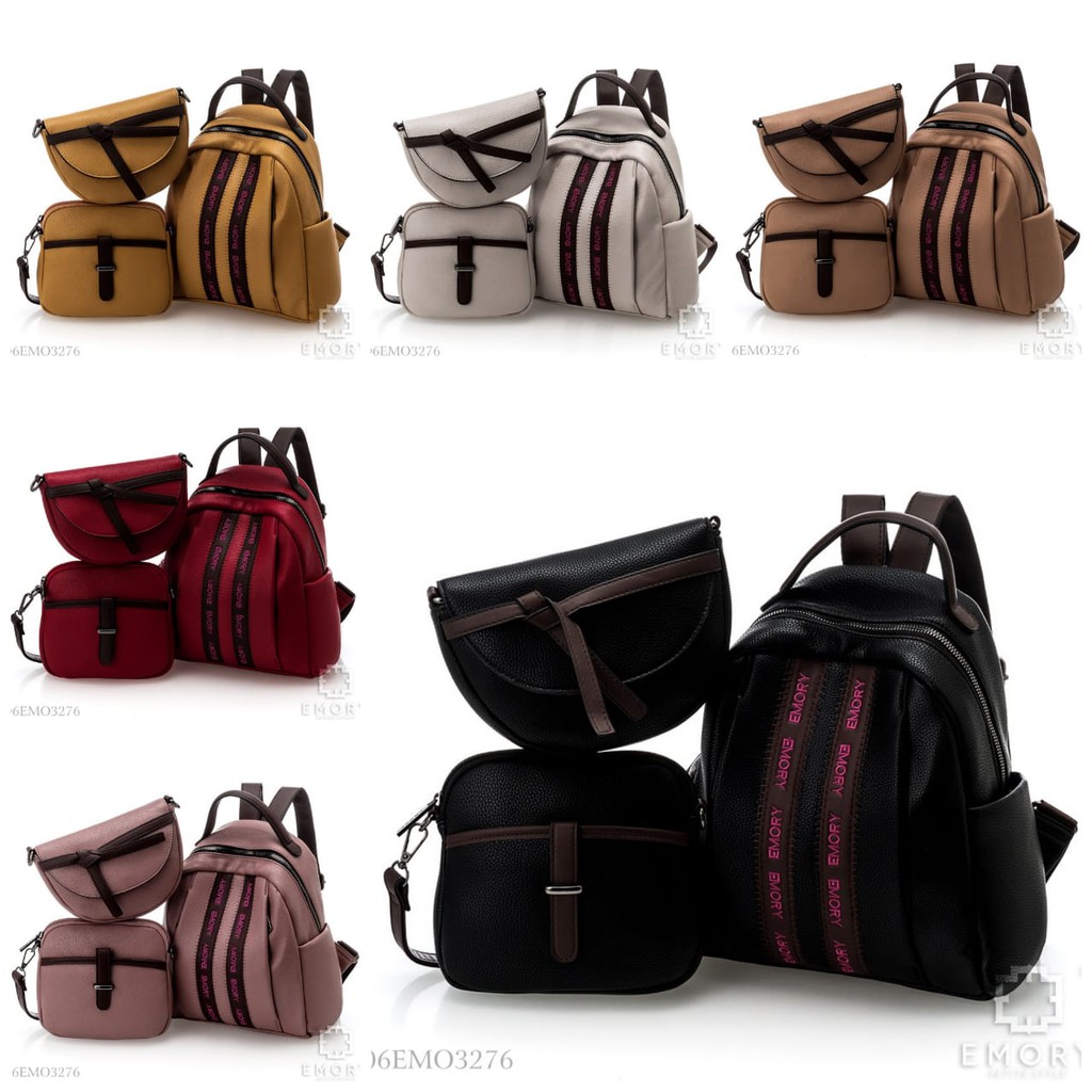 EMORY  NANDA 06EMO3276 TAS RANSEL WANITA SET 3IN1 IMPORT BATAM