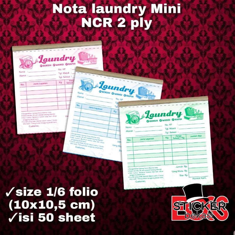 

NOTA LAUNDRY MINI NCR 2 PLY 1/6 FOLIO