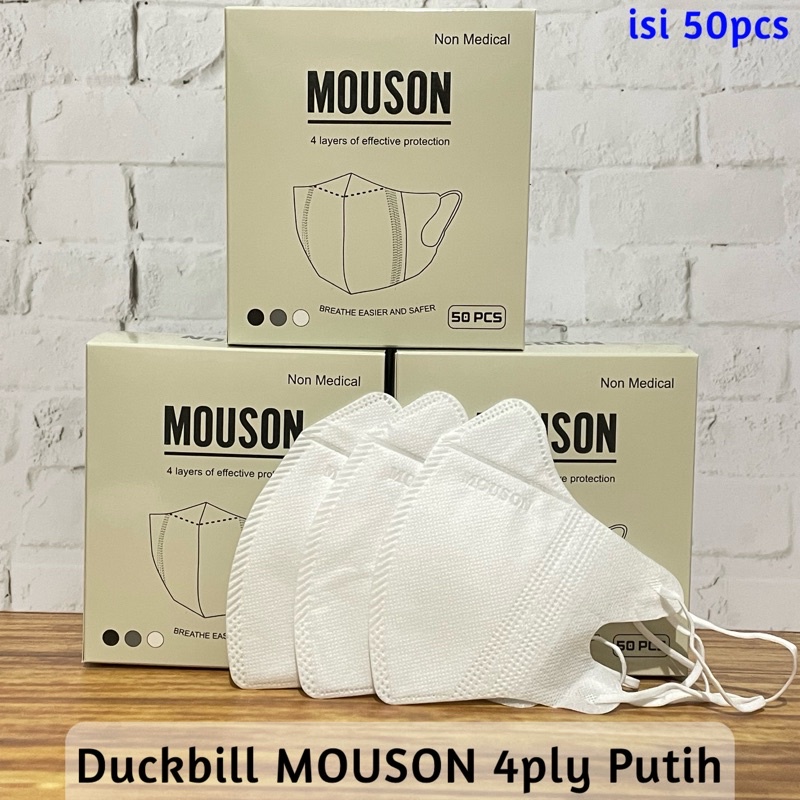 Masker Duckbill Alkindo Mouson Emboss Mix Warna Hitam Putih Abu 4 Ply Isi 50 Pcs Per box