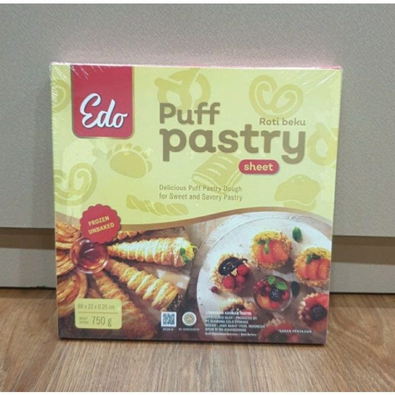 

Edo Puff Pastry Sheet Roti Beku Lembaran Adonan Pastri Siap Pakai 750g