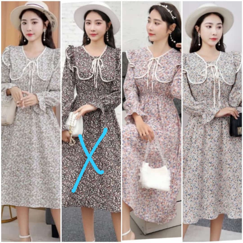 DRESS BUNGA KECIL premiuM KOREA ORI IMPORT TG LABEL