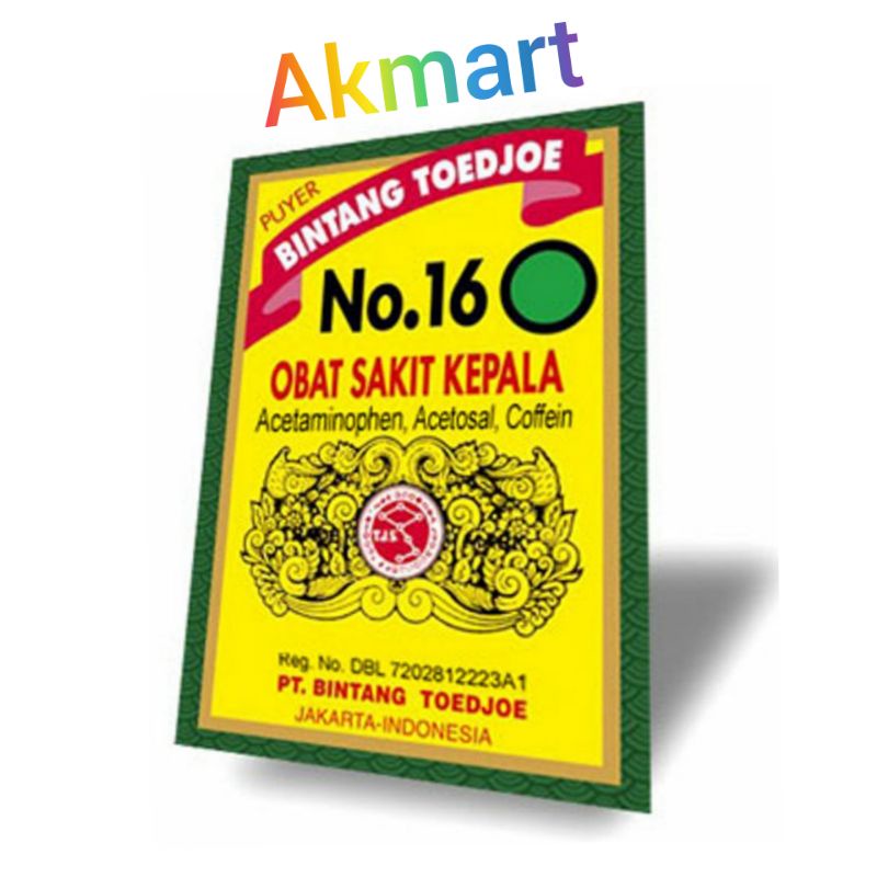PUYER 16 BINTANG TOEDJOE ( 1 sachet) obat sakit kepala, demam, sakit gigi , bintang 7