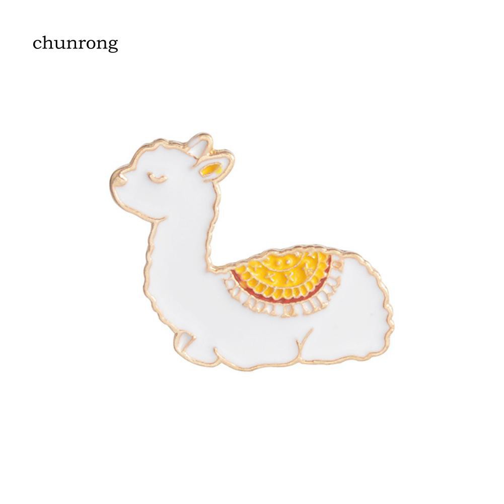 Chu Bros Pin Kerah Motif Kartun Hewan Alpaca Enamel Untuk Wanita