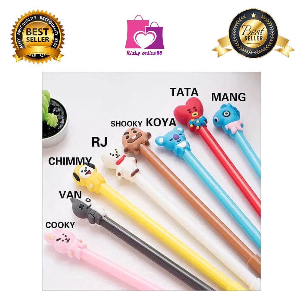 rizkyonline88 pena bangtan boys army kpop cartoon black ink gel pen import murah U141